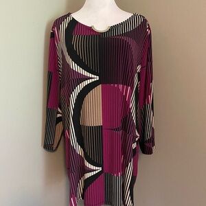 Dana Buchman Pink and Black Geometric Tunic